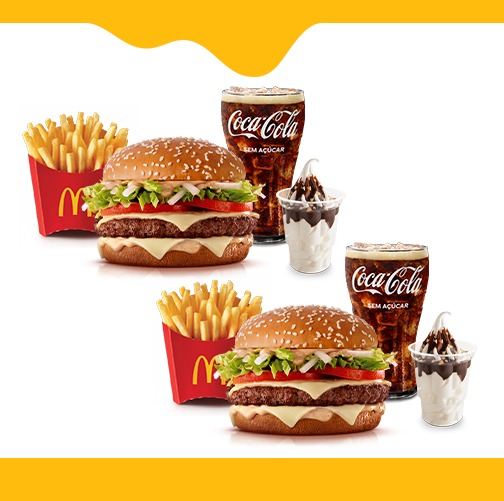 2 McOfertas Média Tasty Turbo 1 Carne + 2 Sundaes